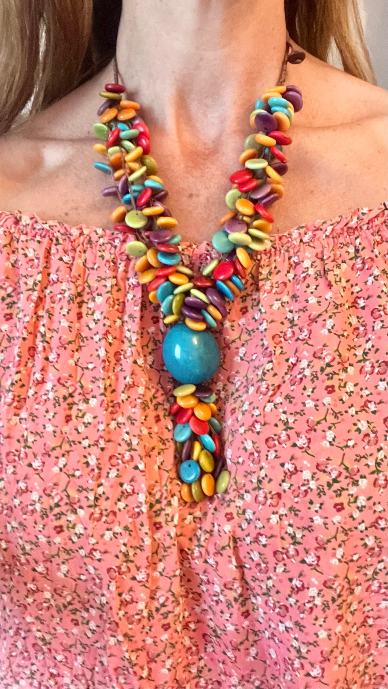 Coller ethnique bohème artisanal coloré 